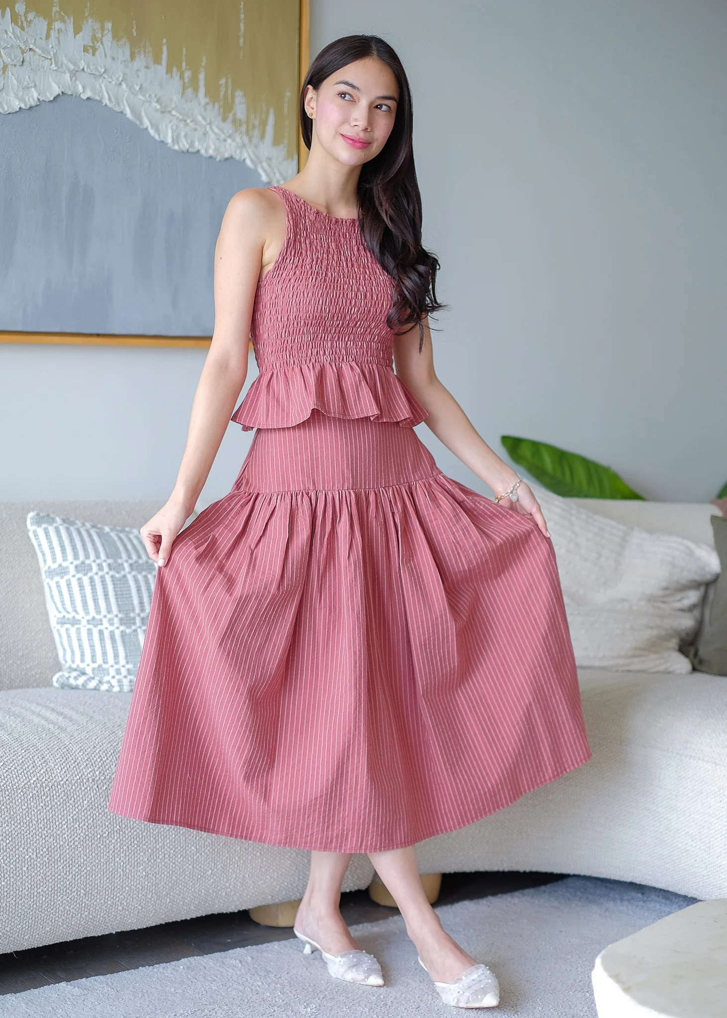 Amara Set pinstripe – redwood - Image 5
