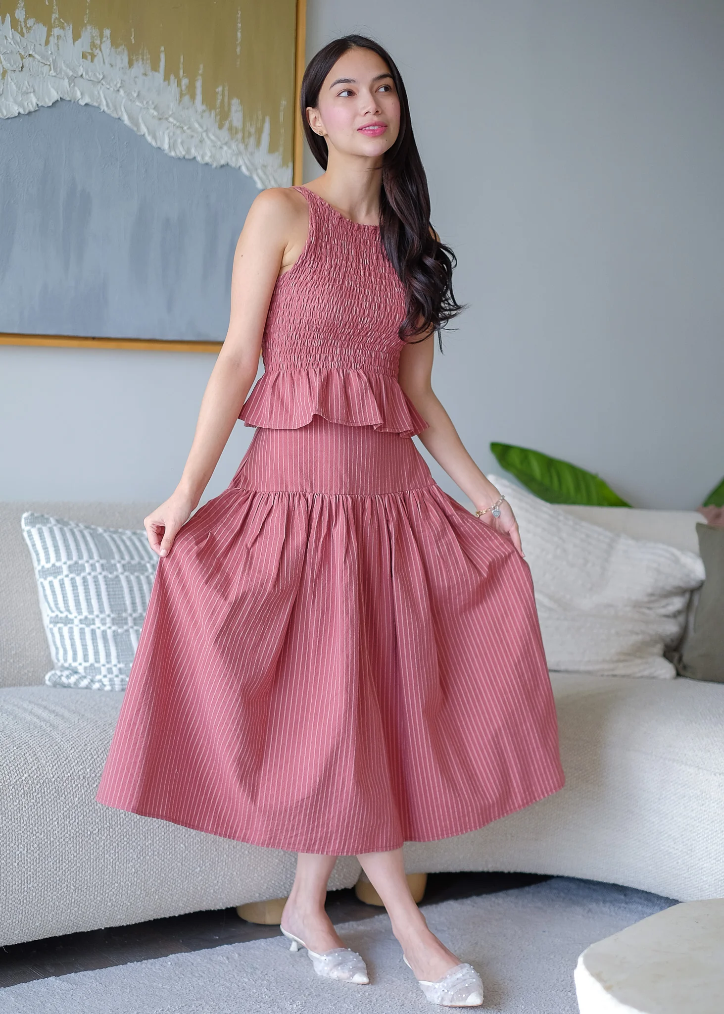 Amara Set pinstripe – redwood - Image 6