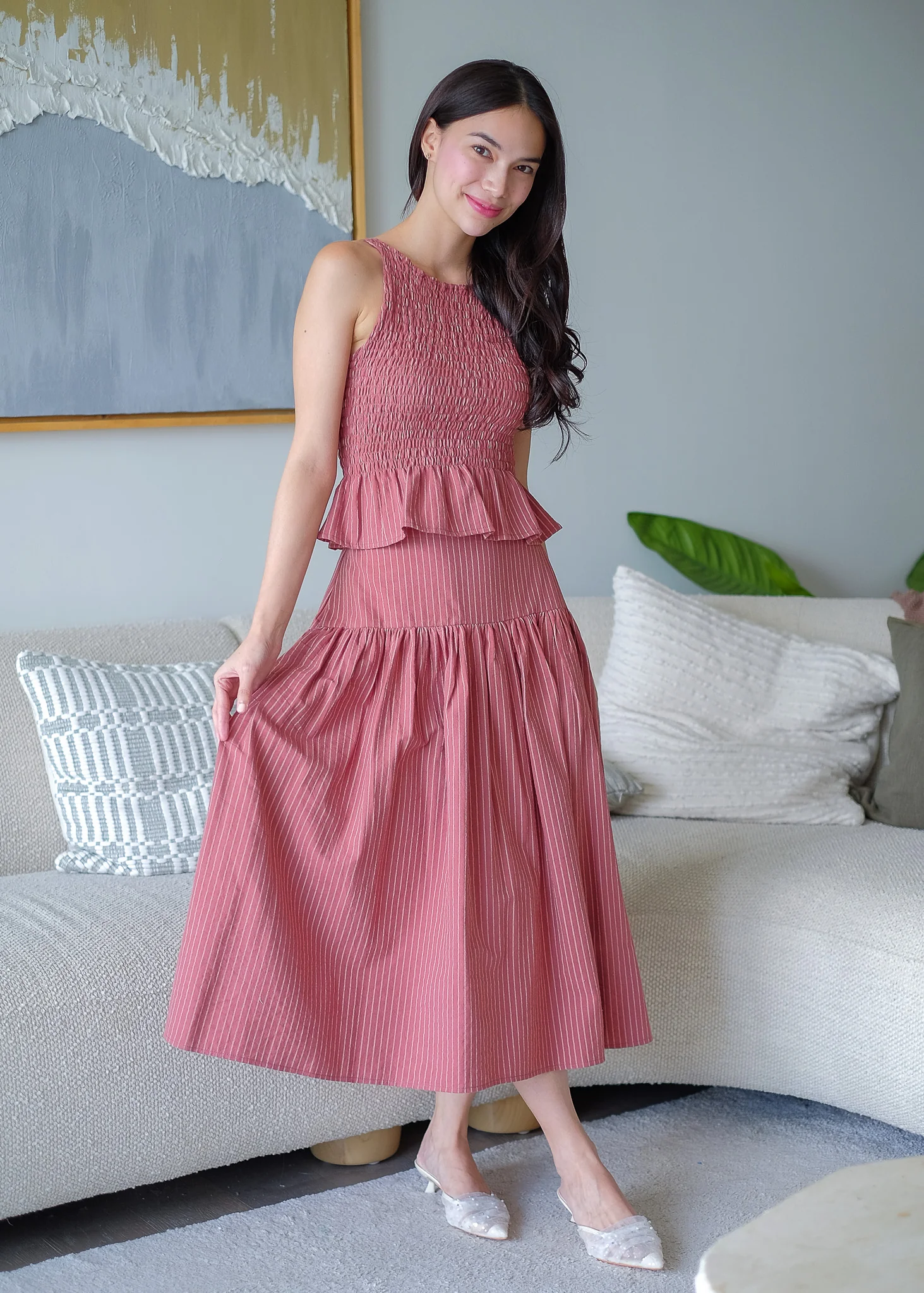 Amara Set pinstripe – redwood - Image 7