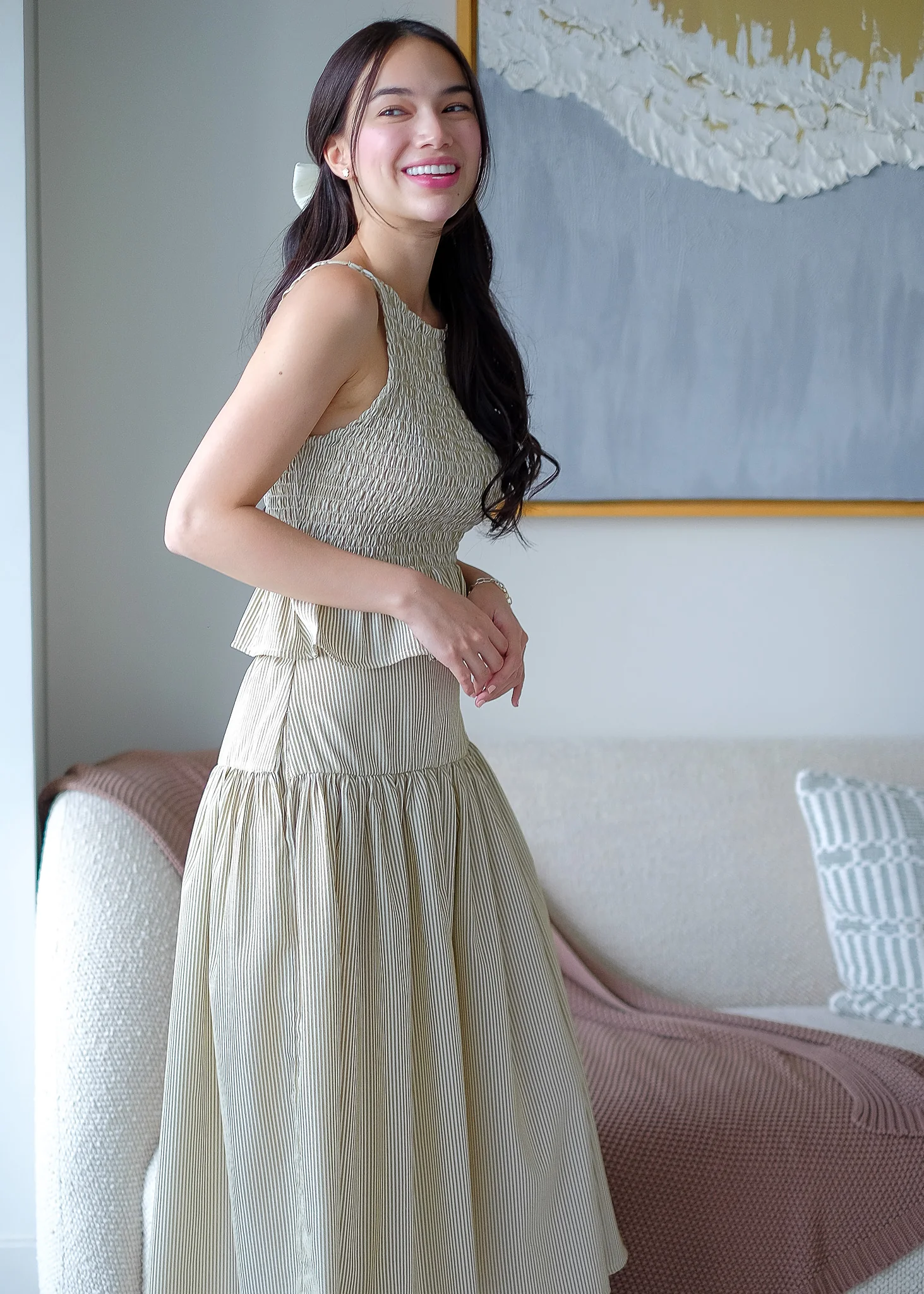 Amara Set pinstripe – moss - Image 4