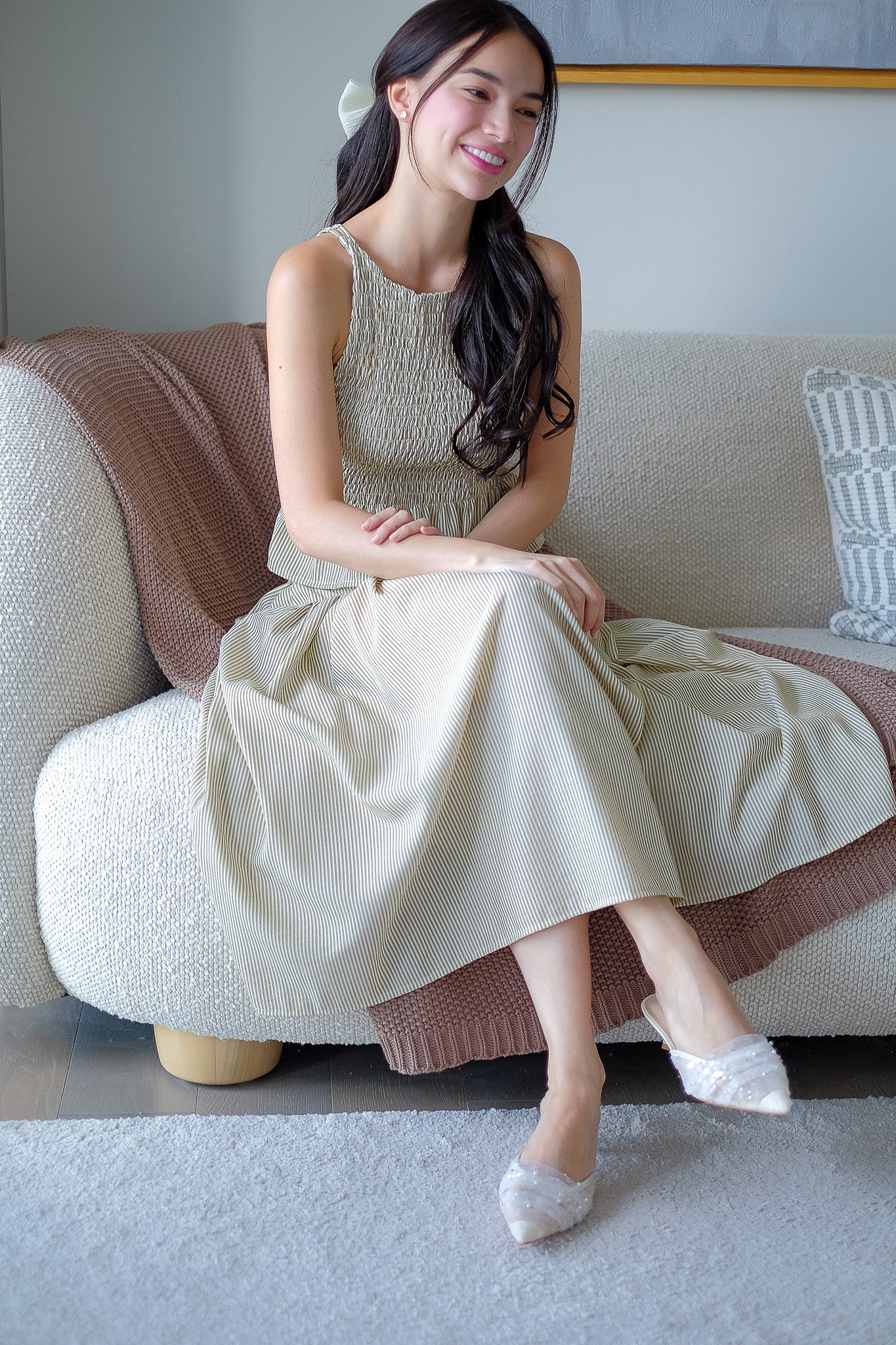Amara Set pinstripe – moss - Image 6
