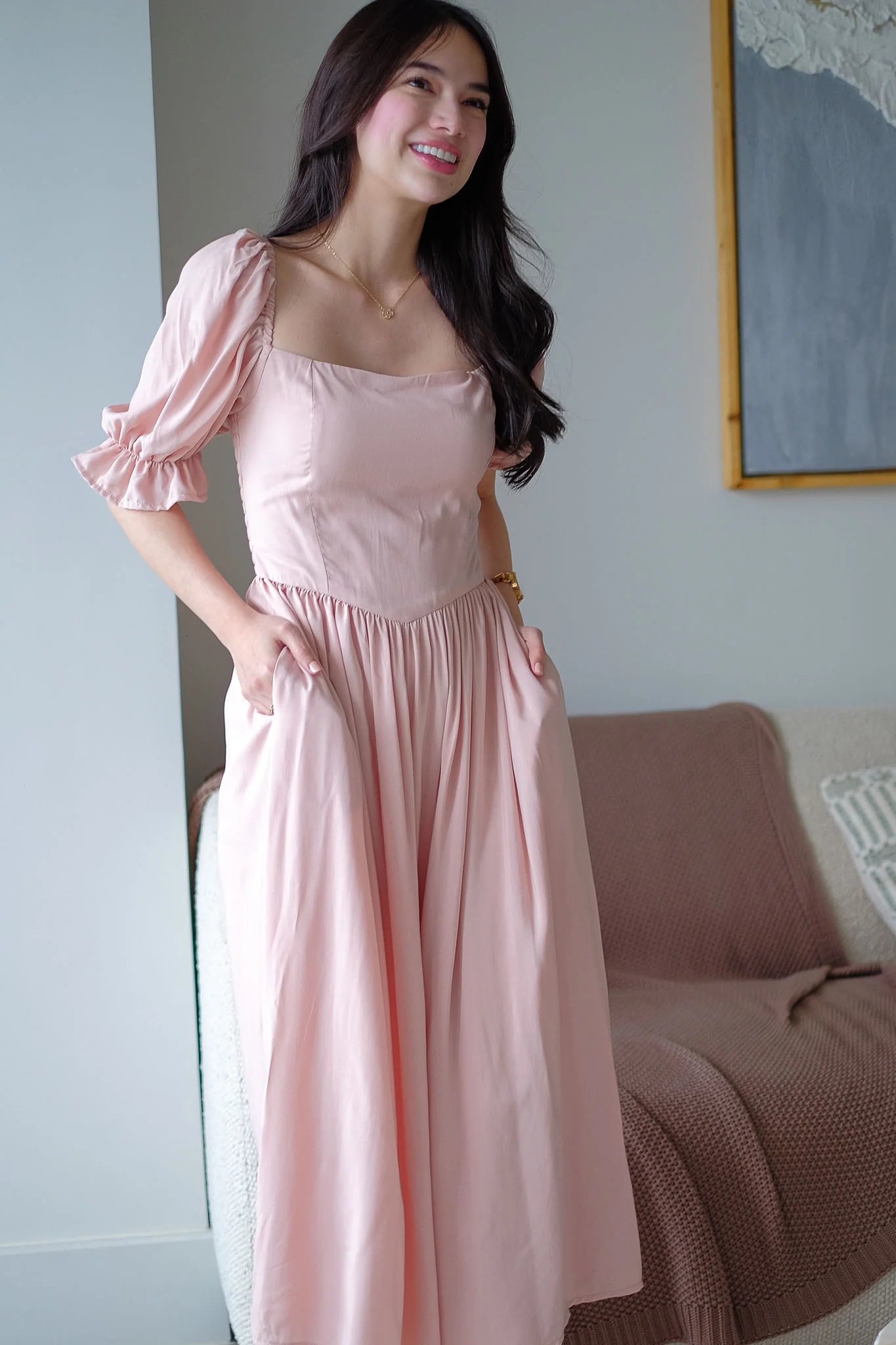 Emeline Midi Dress – Blush Pink - Image 5