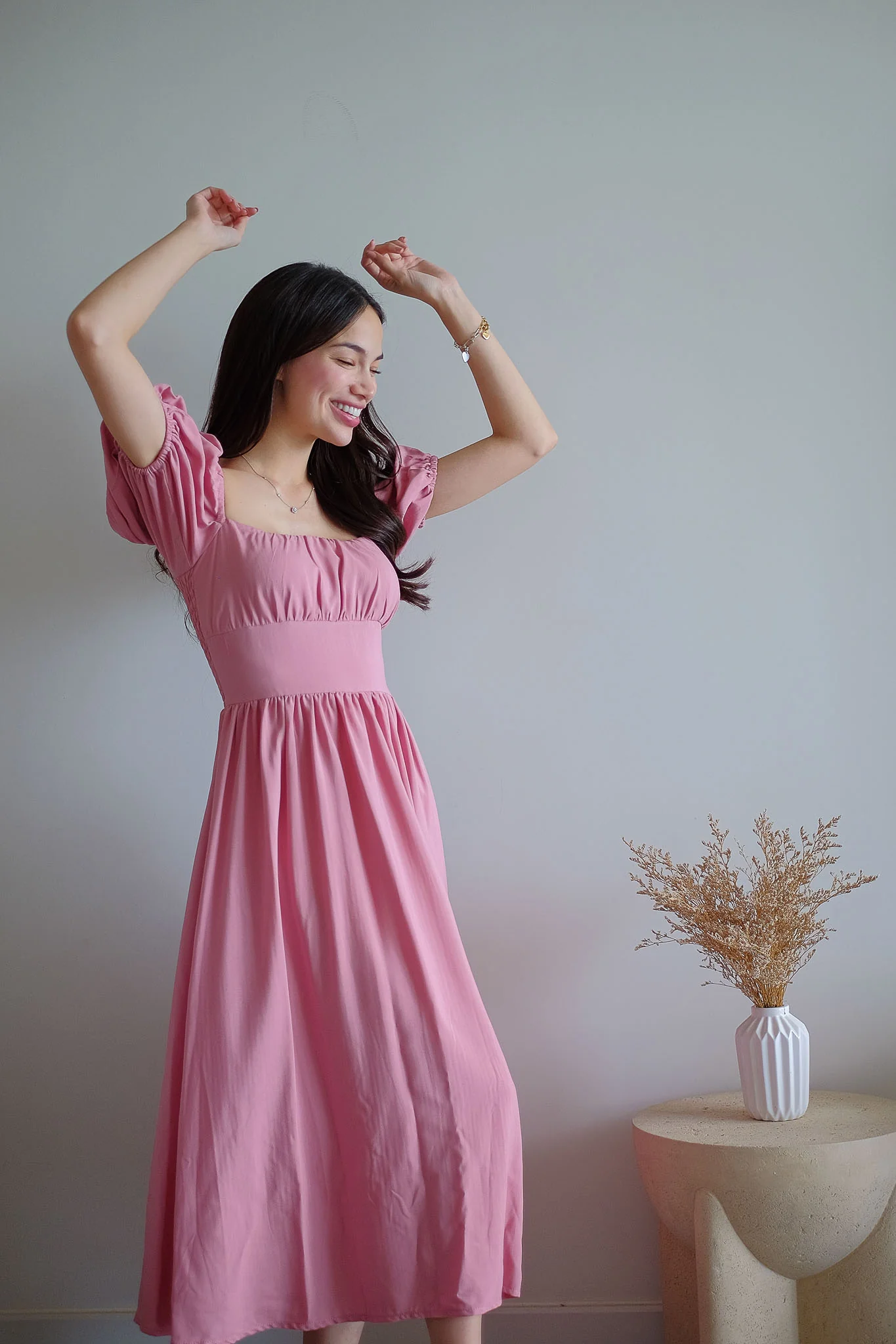 Monica Midi Dress – Dusty Rose Pink - Image 3