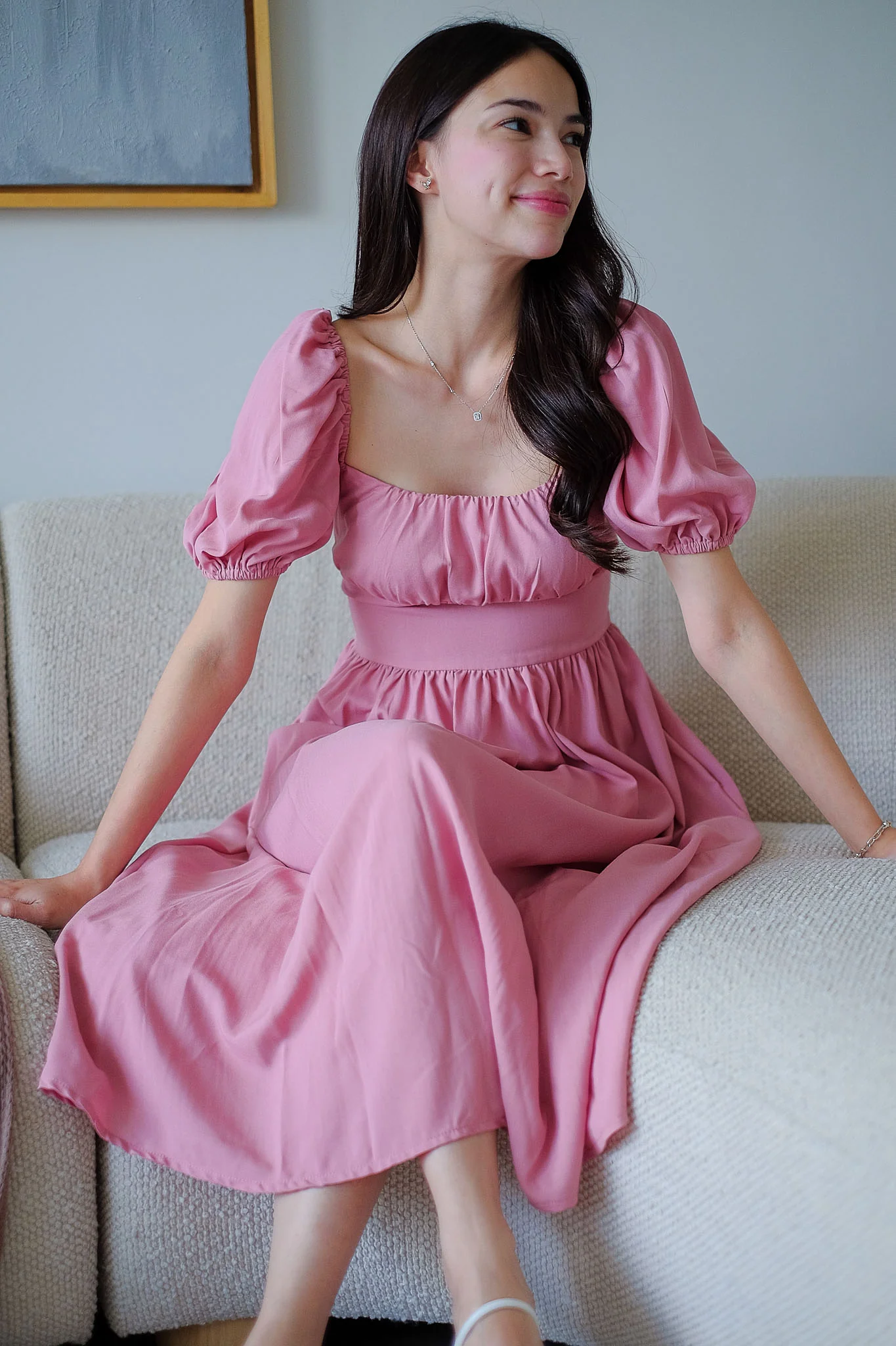 Monica Midi Dress – Dusty Rose Pink - Image 4