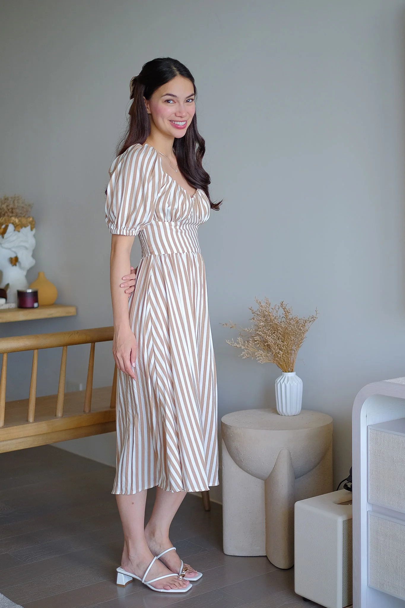 Percy midi dress - khaki stripes - Image 5
