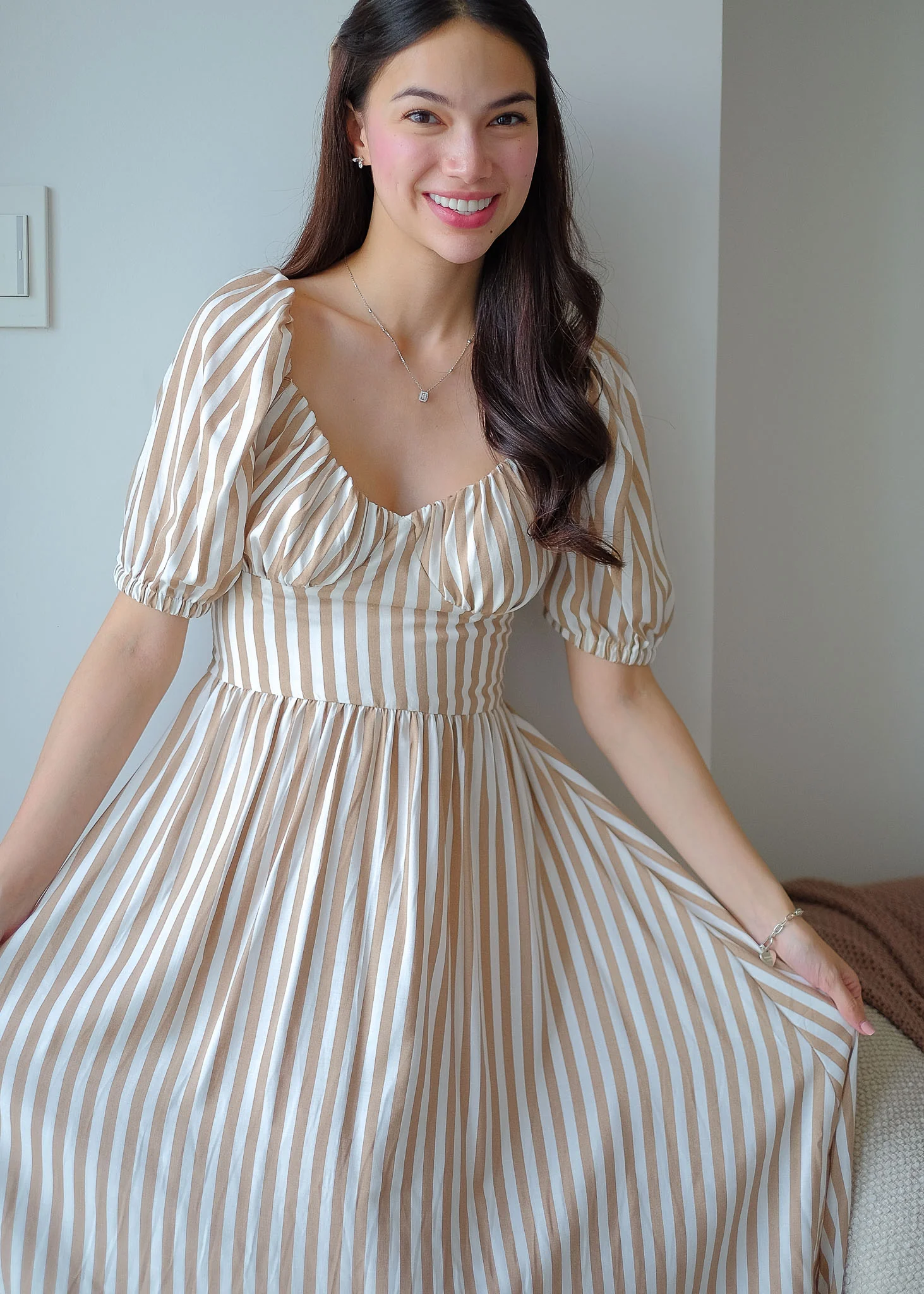 Percy midi dress - khaki stripes - Image 6