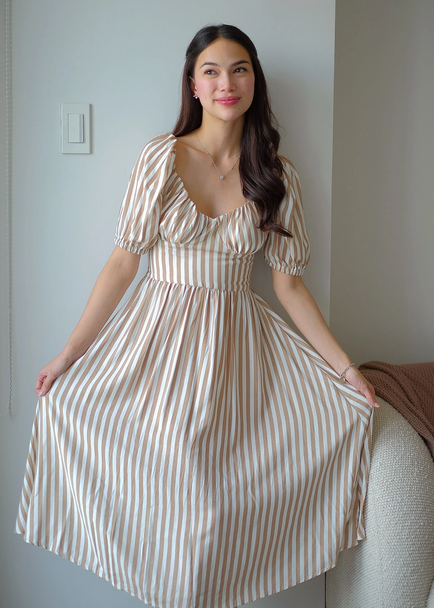 Percy midi dress - khaki stripes - Image 7