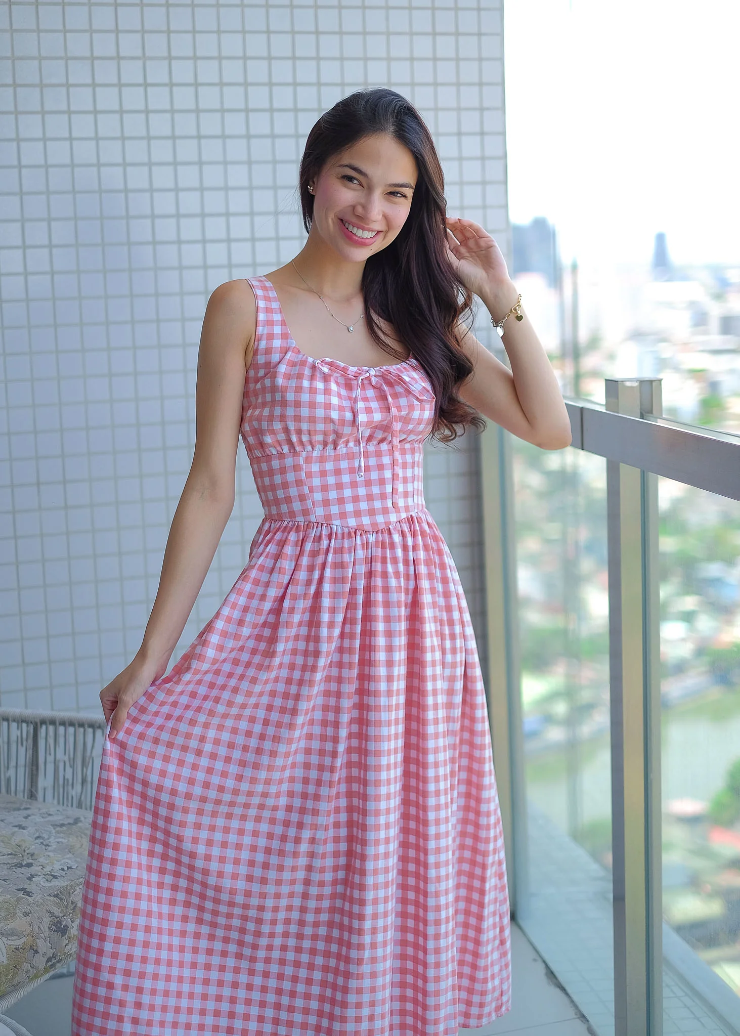 Sascha midi - gingham rose pink - Image 4