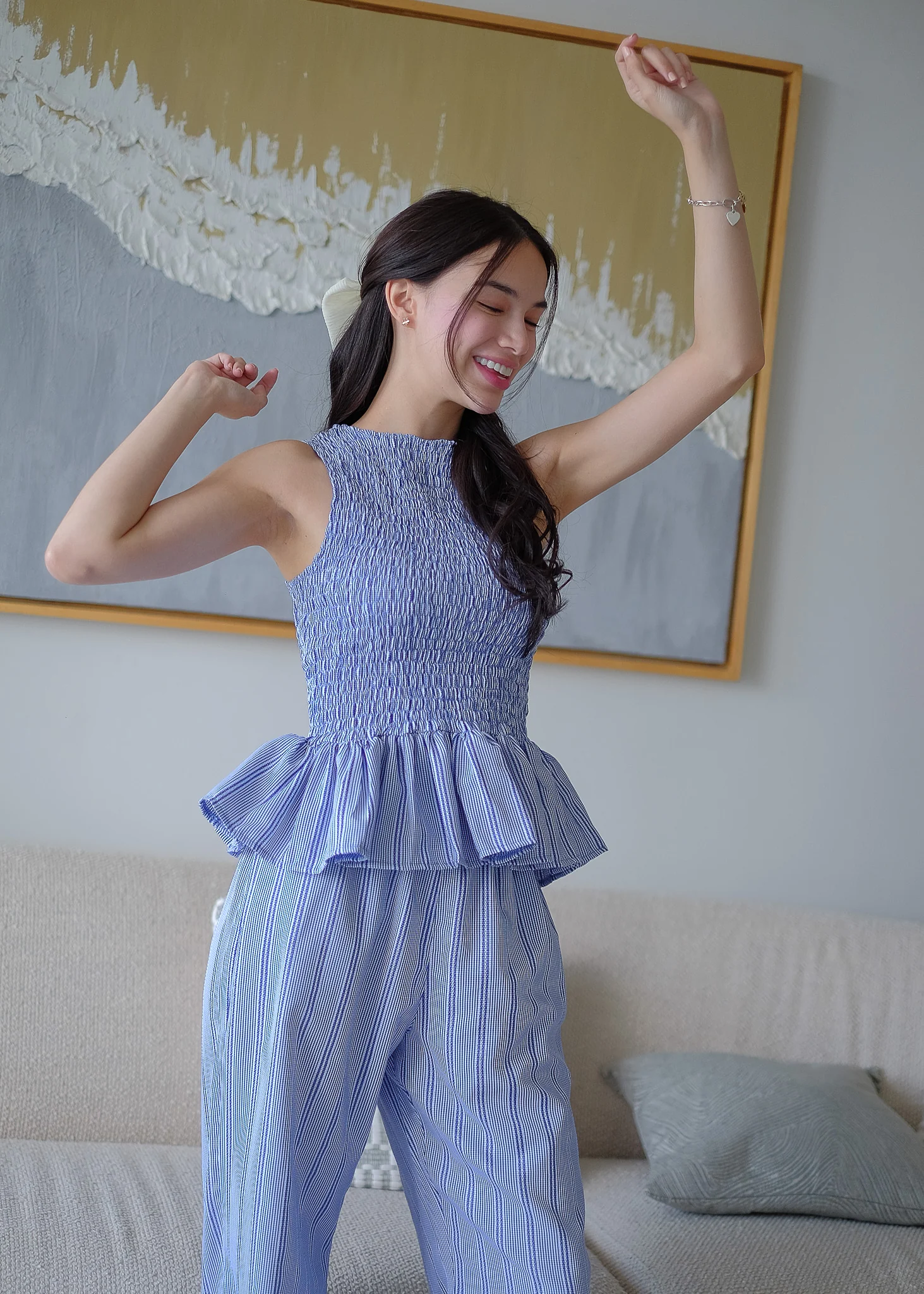 Astrid Set textured stripes– rich indigo - Image 3