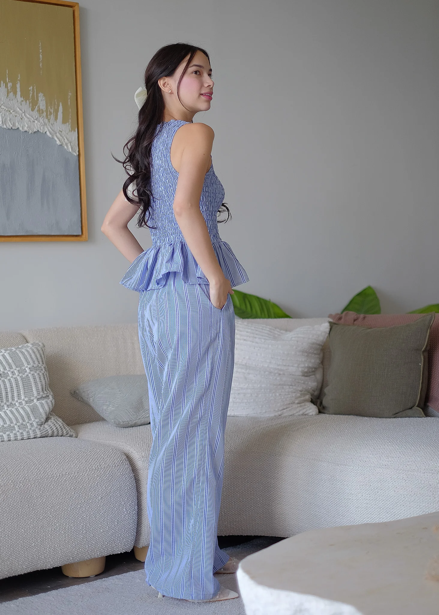 Astrid Set textured stripes– rich indigo - Image 7