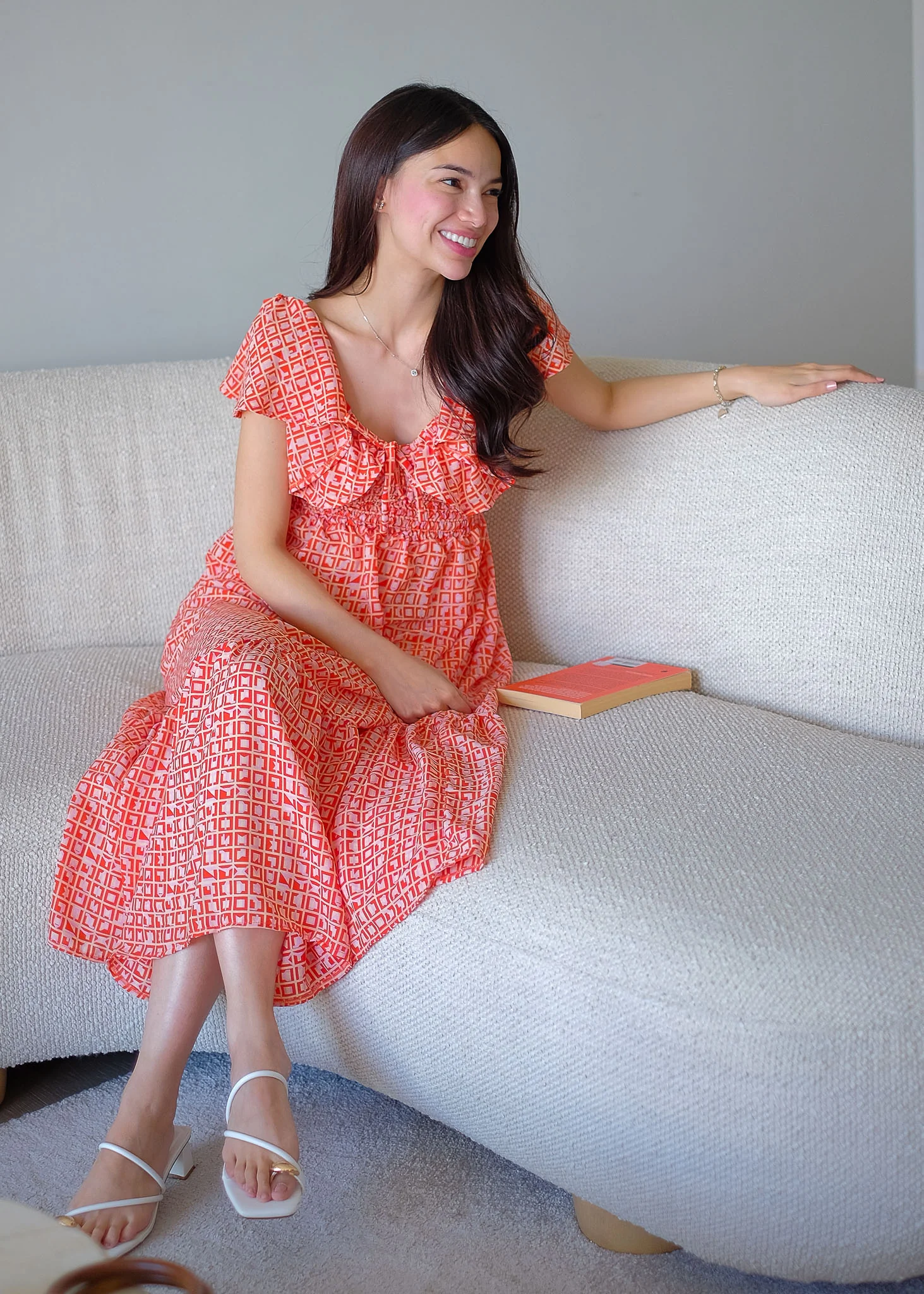 The Eloise midi dress - Sunset Coral - Image 2