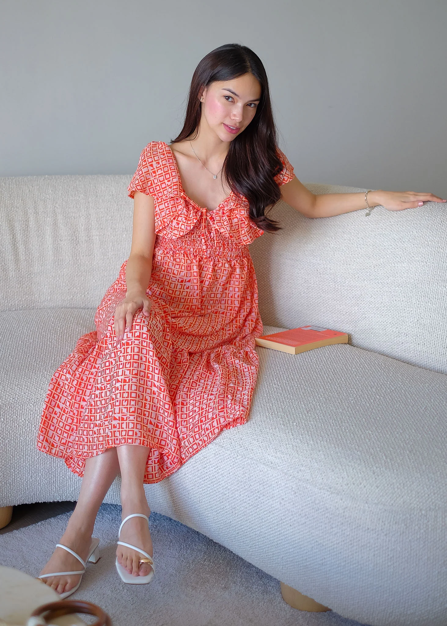 The Eloise midi dress - Sunset Coral - Image 3