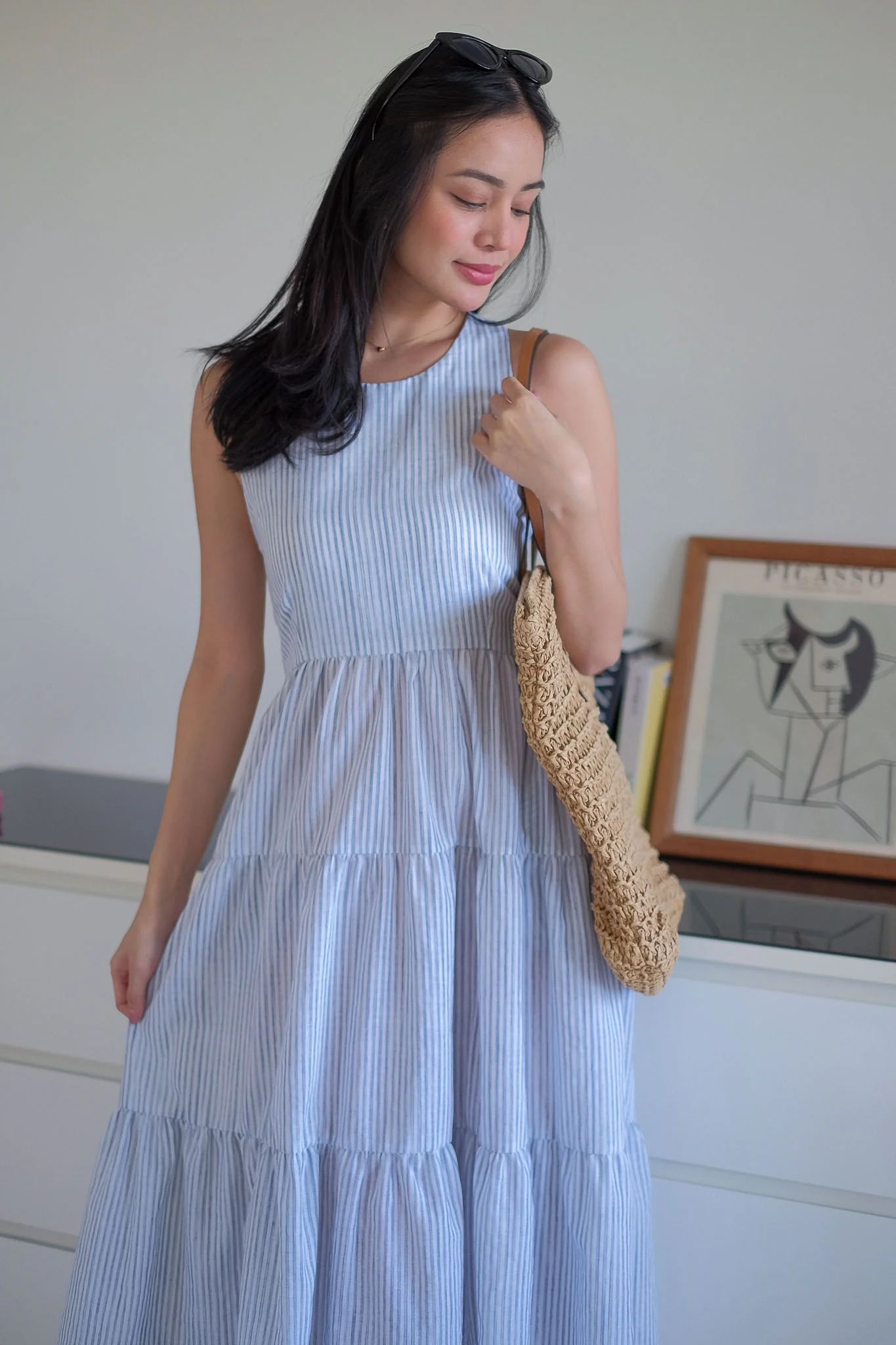 The Jonnie midi dress - powder blue Pinstripe - Image 5