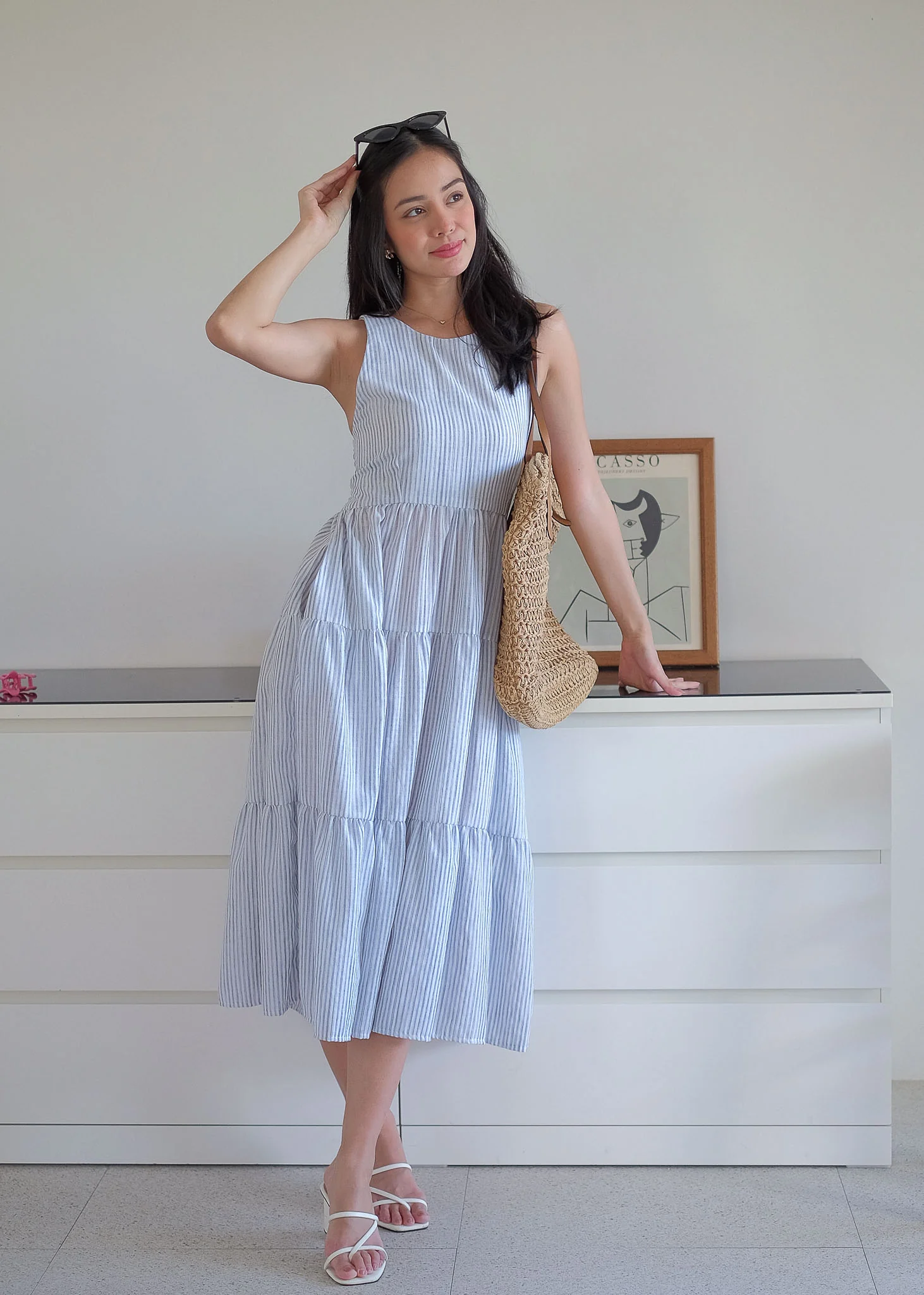 The Jonnie midi dress - powder blue Pinstripe - Image 7