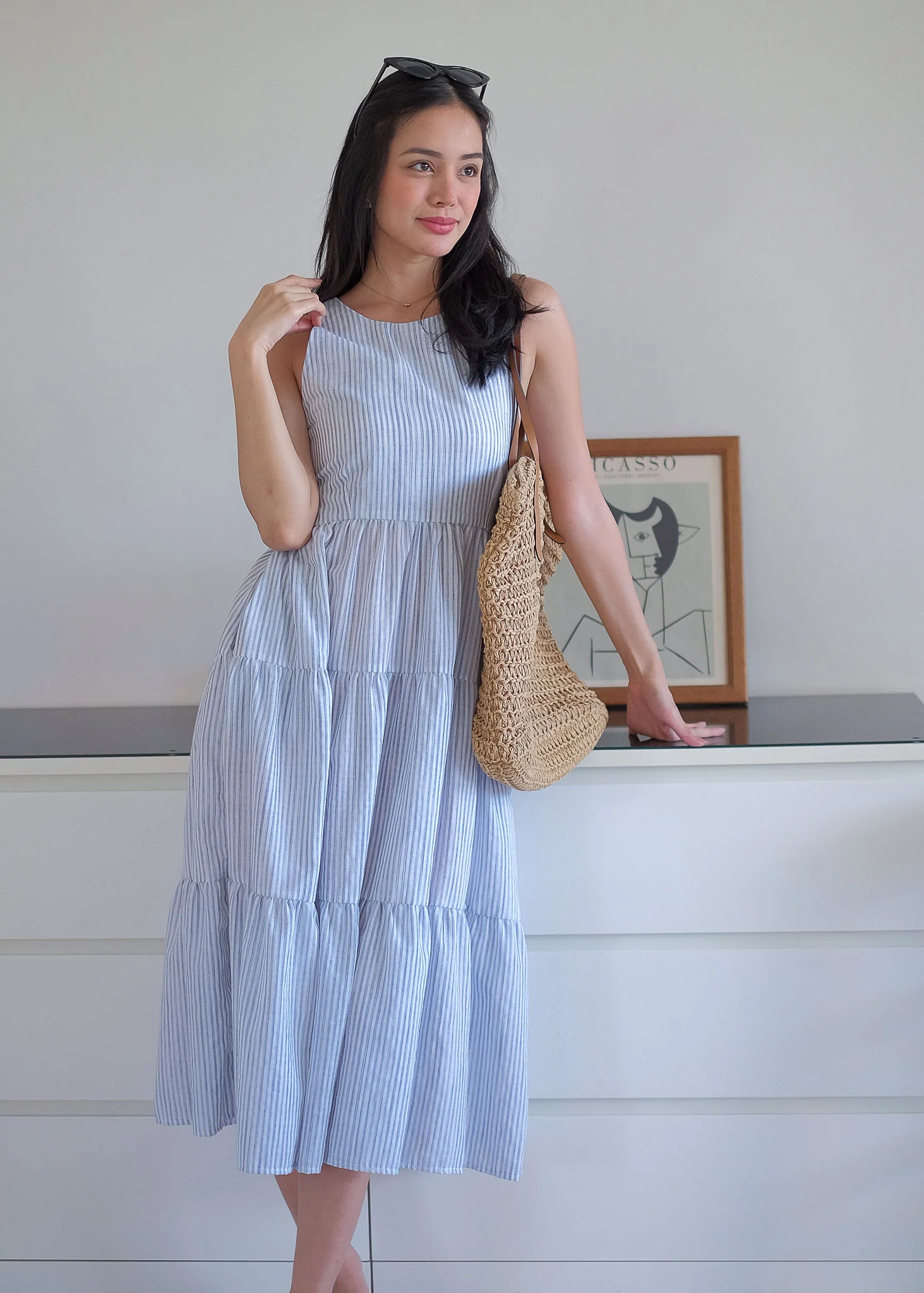 The Jonnie midi dress - powder blue Pinstripe - Image 8