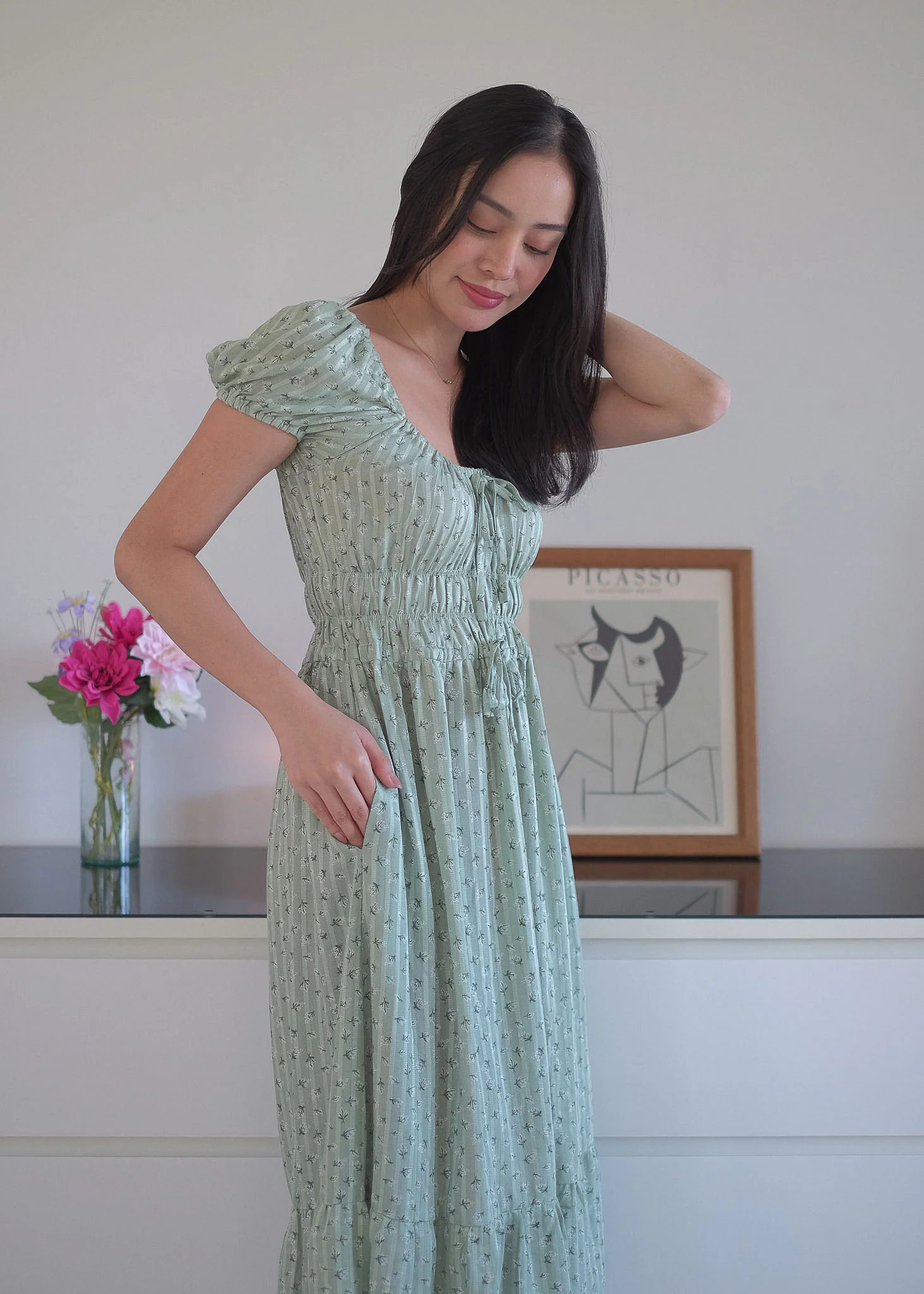 The Leilani midi dress - sage floral