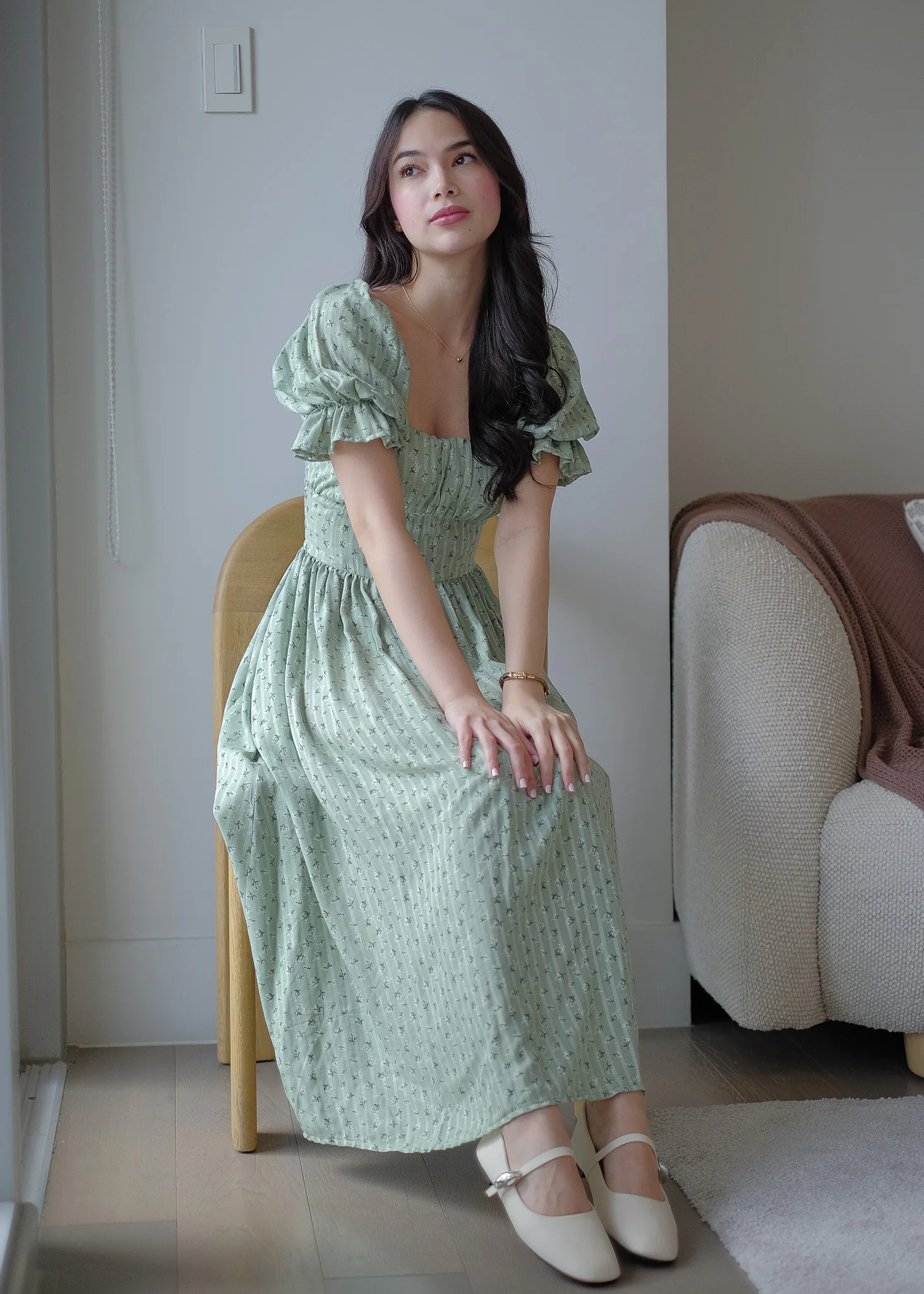 Monica Midi Dress – sage floral - Image 3