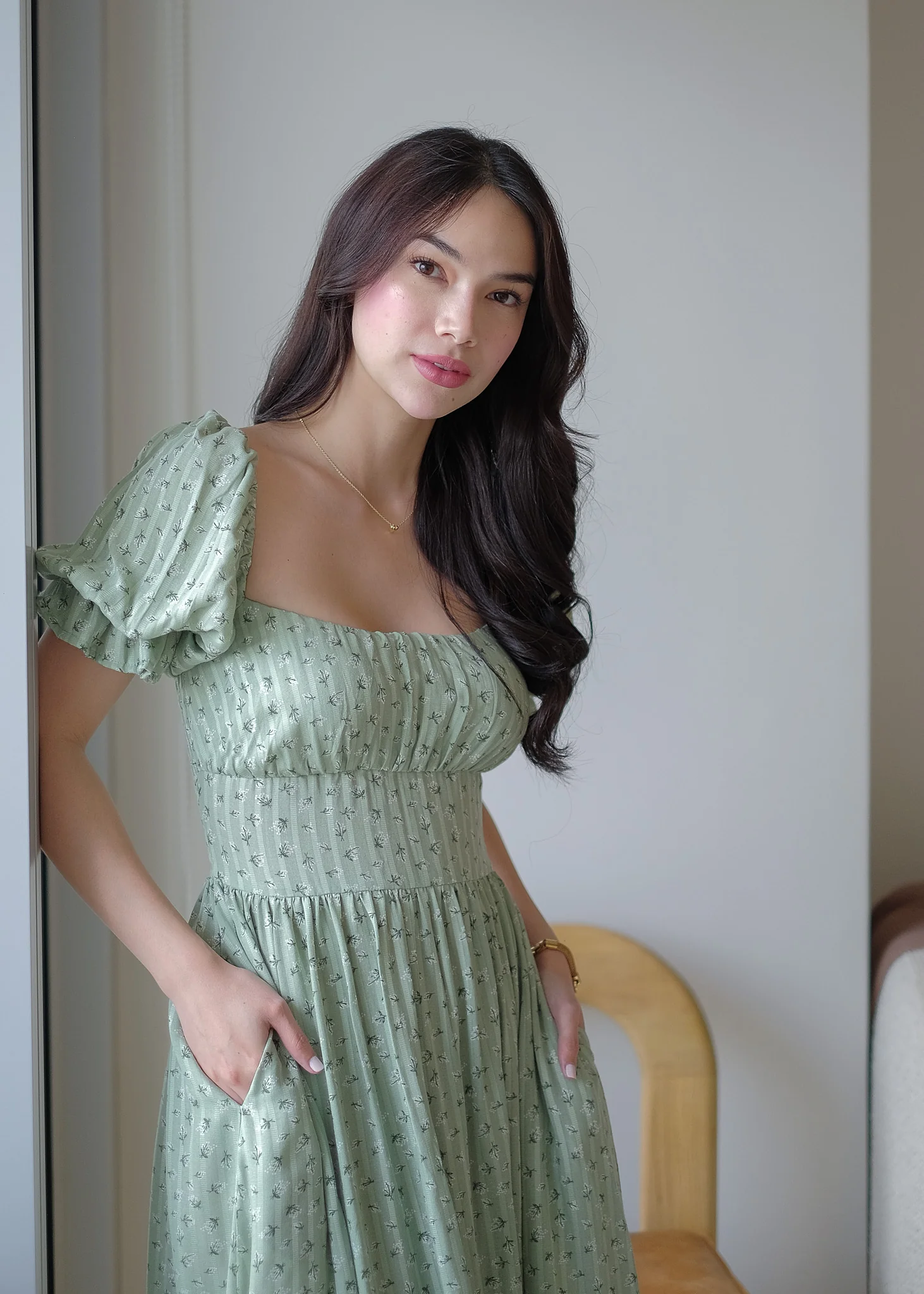 Monica Midi Dress – sage floral - Image 4