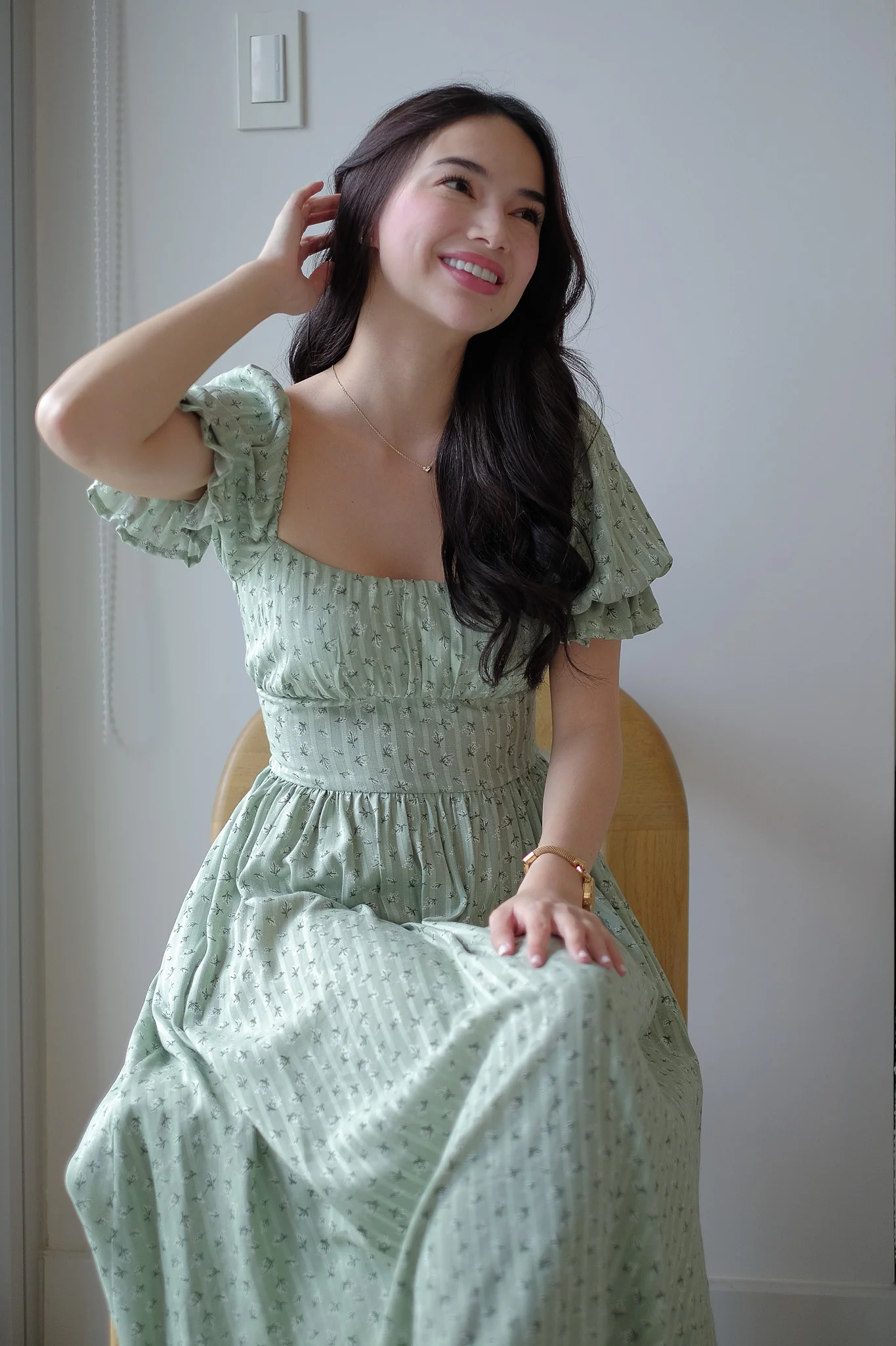 Monica Midi Dress – sage floral - Image 5
