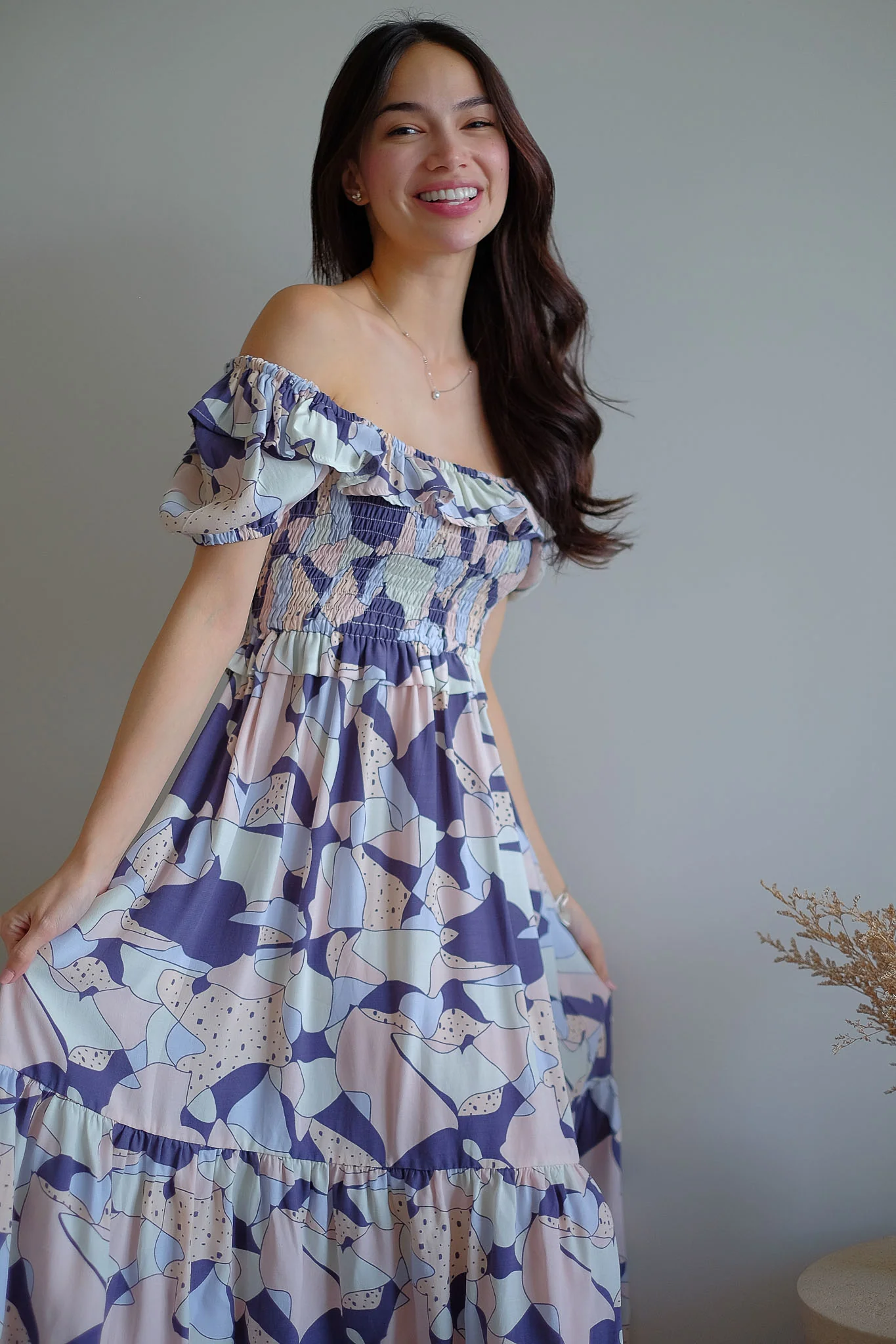 The Patricia Midi Dress – abstract floral print
