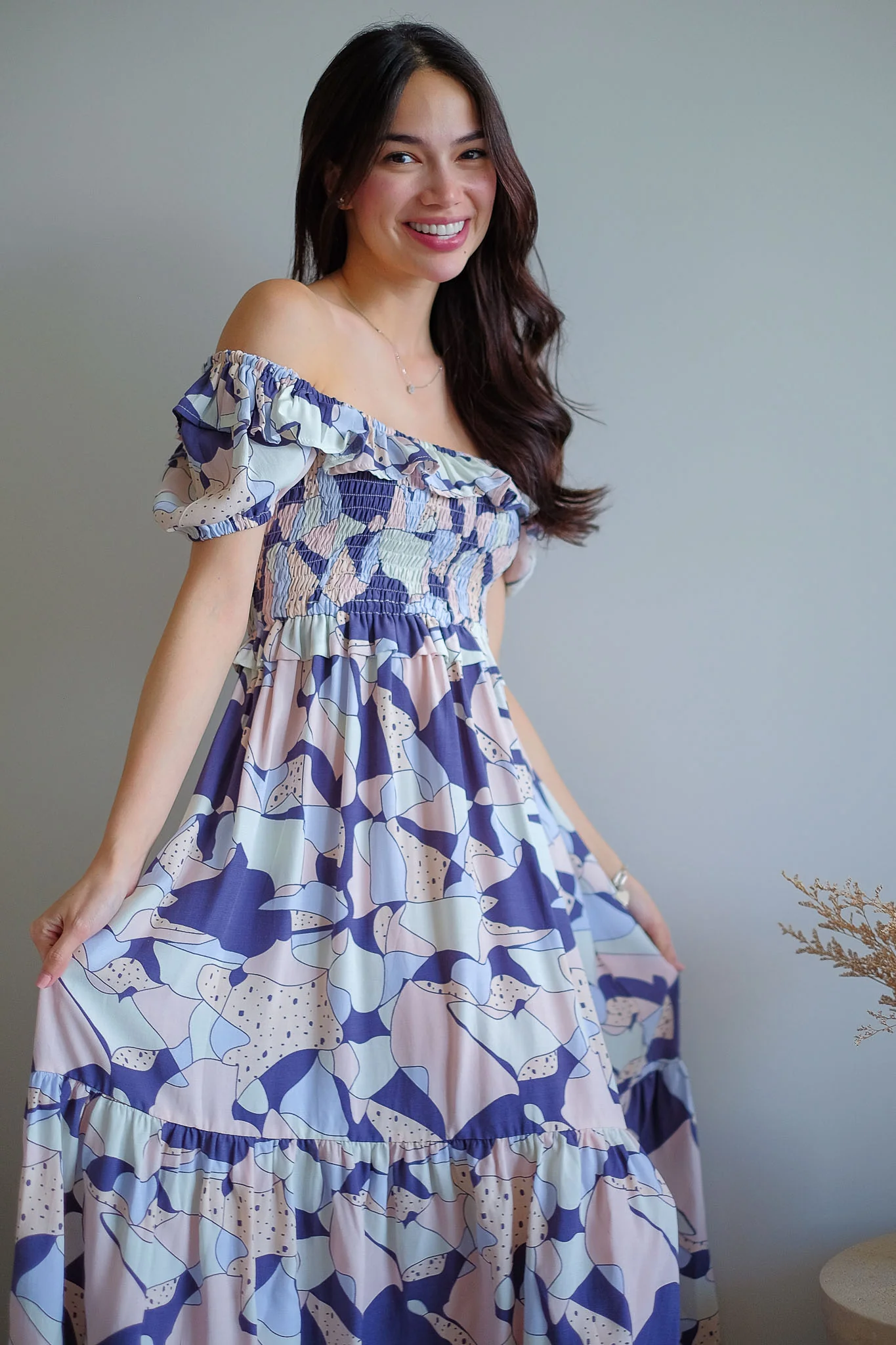 The Patricia Midi Dress – abstract floral print - Image 2