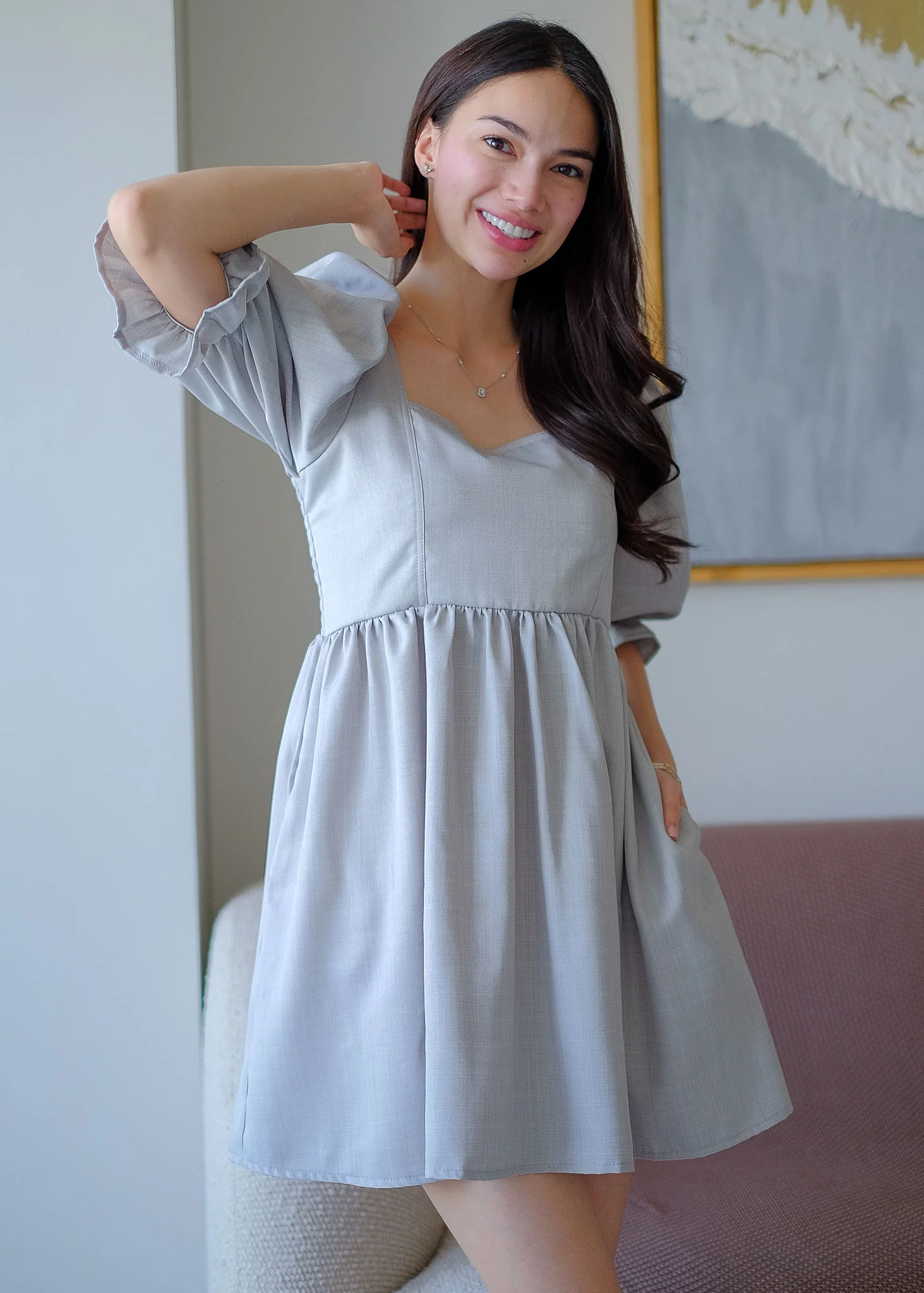 The Solene babydoll dress- gray