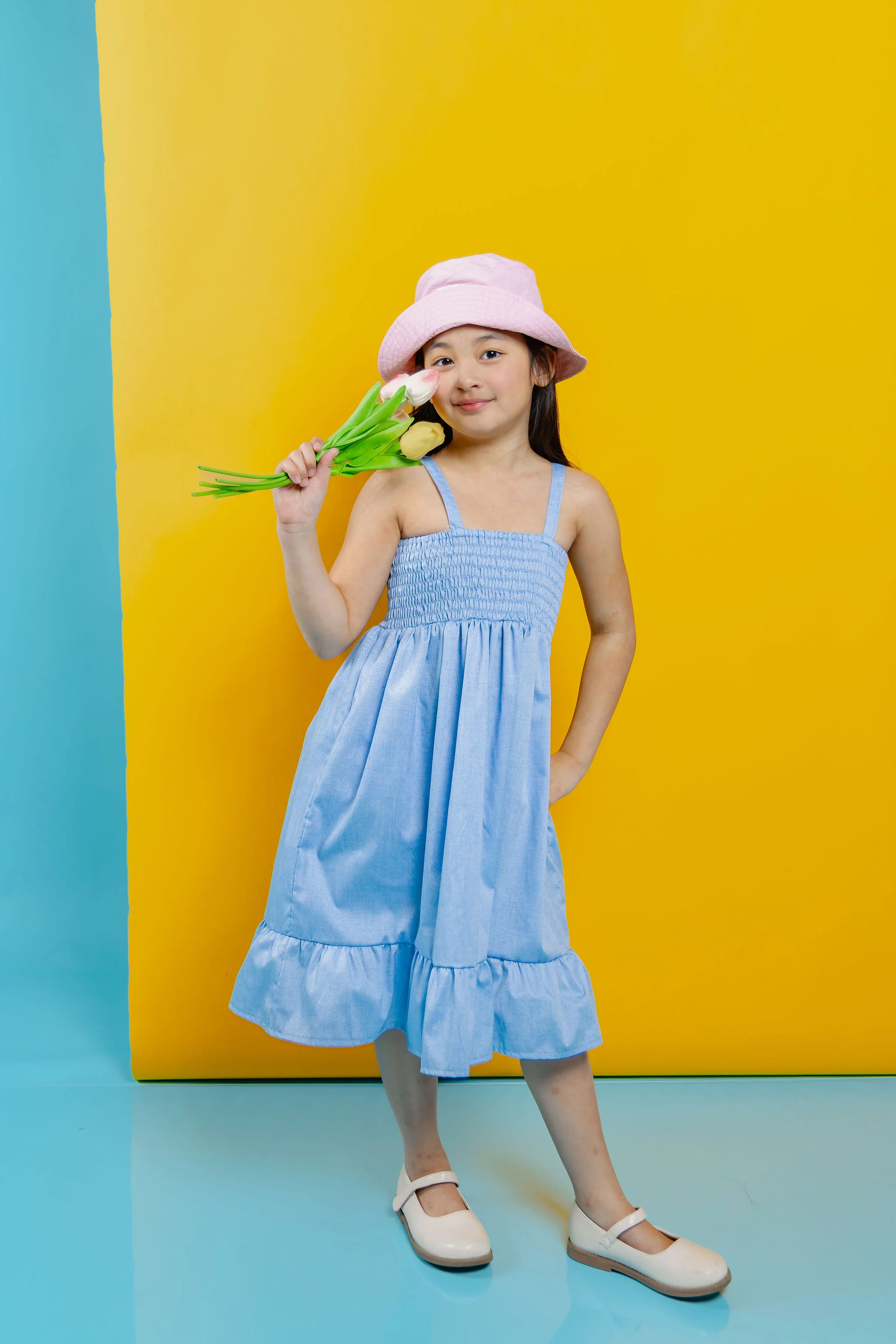 The Tropical dress - denim chambray and assorted free bandana - Image 5