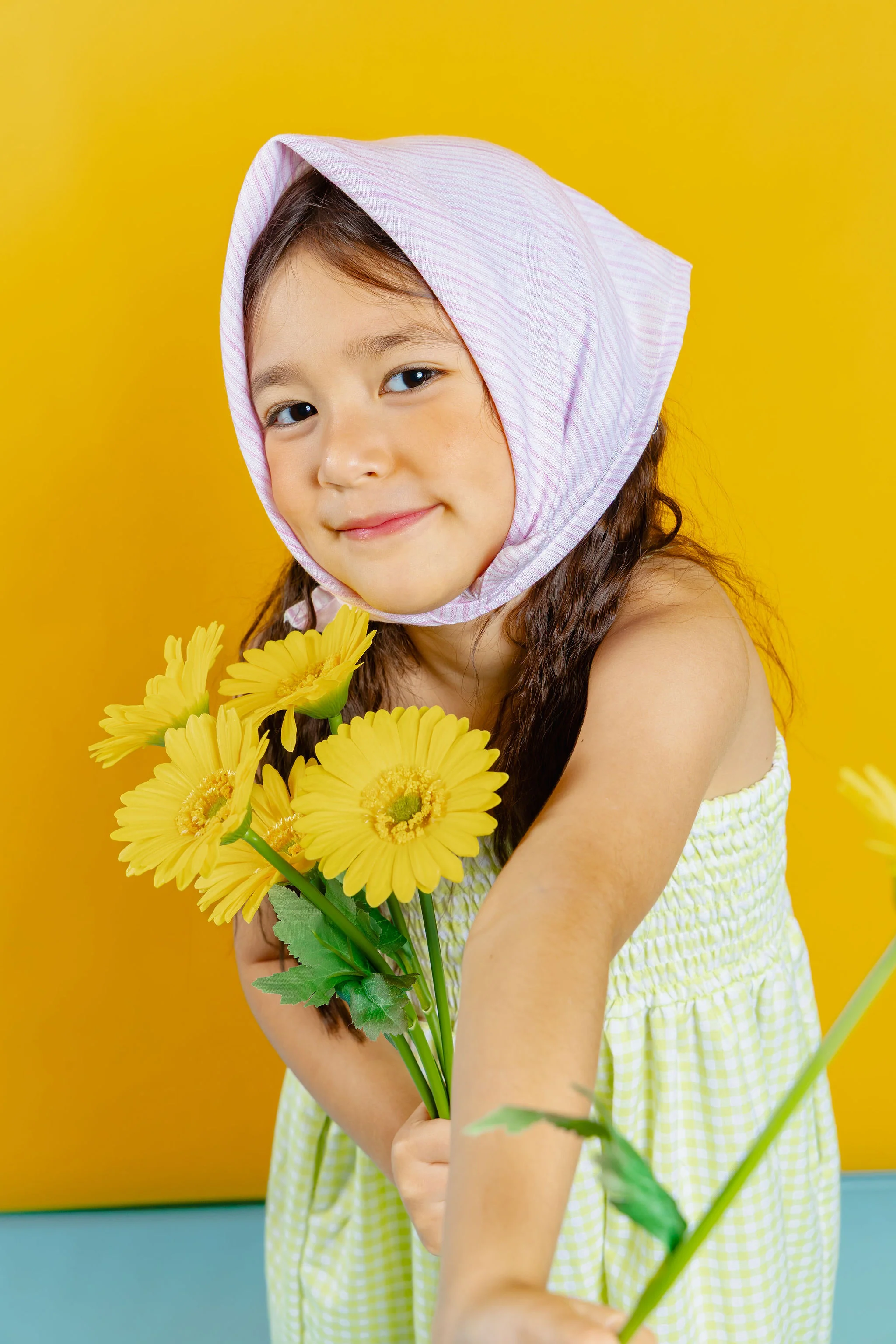The Tropical dress - gingham apple green with free assorted bandana - Image 7